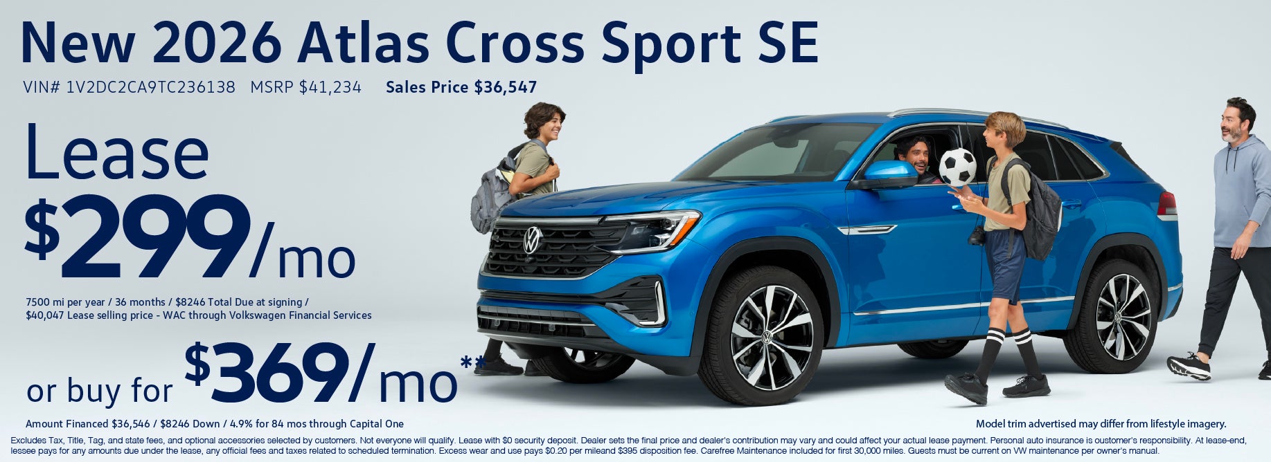 Buy the '26 Atlas Cross from $369/mo at VW Clear Lake