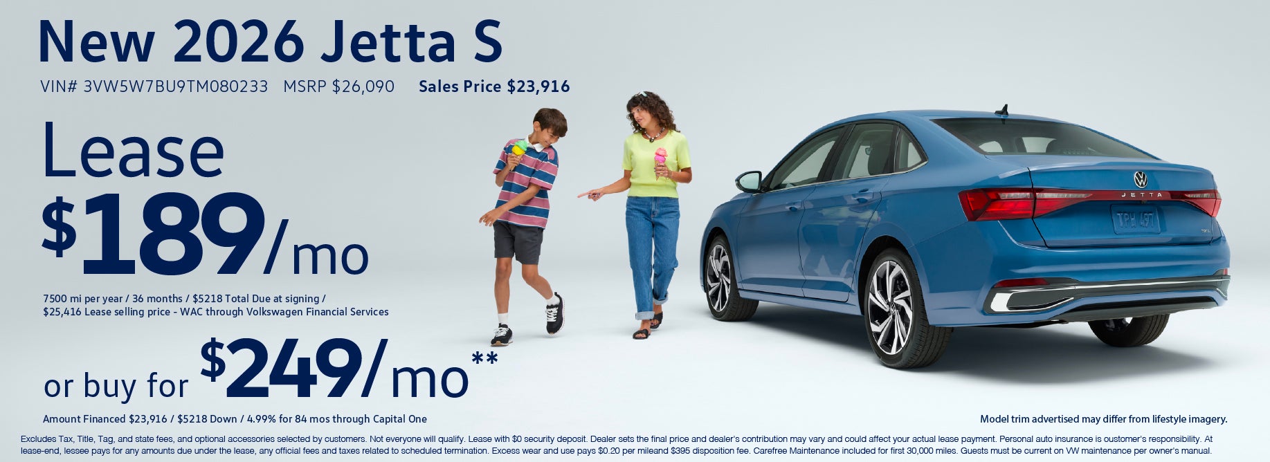 Lease the '26 Jetta from $289/mo at VW Clear Lake