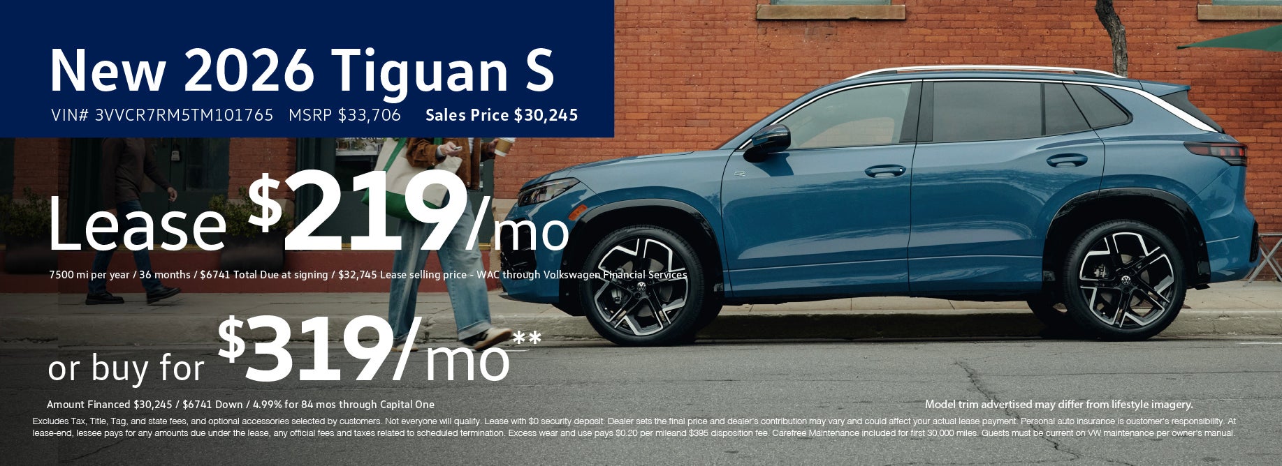 Buy the '26 Tiguan from $319/mo at VW Clear Lake