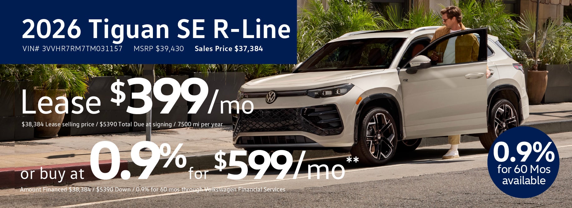 Get 0.9% for 60 mos on the Tiguan at VW Clear Lake