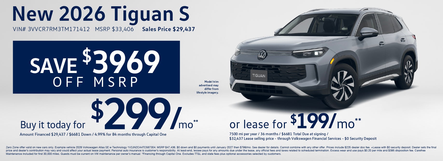 Lease a new Tiguan S at VW Clear Lake from $199/mo