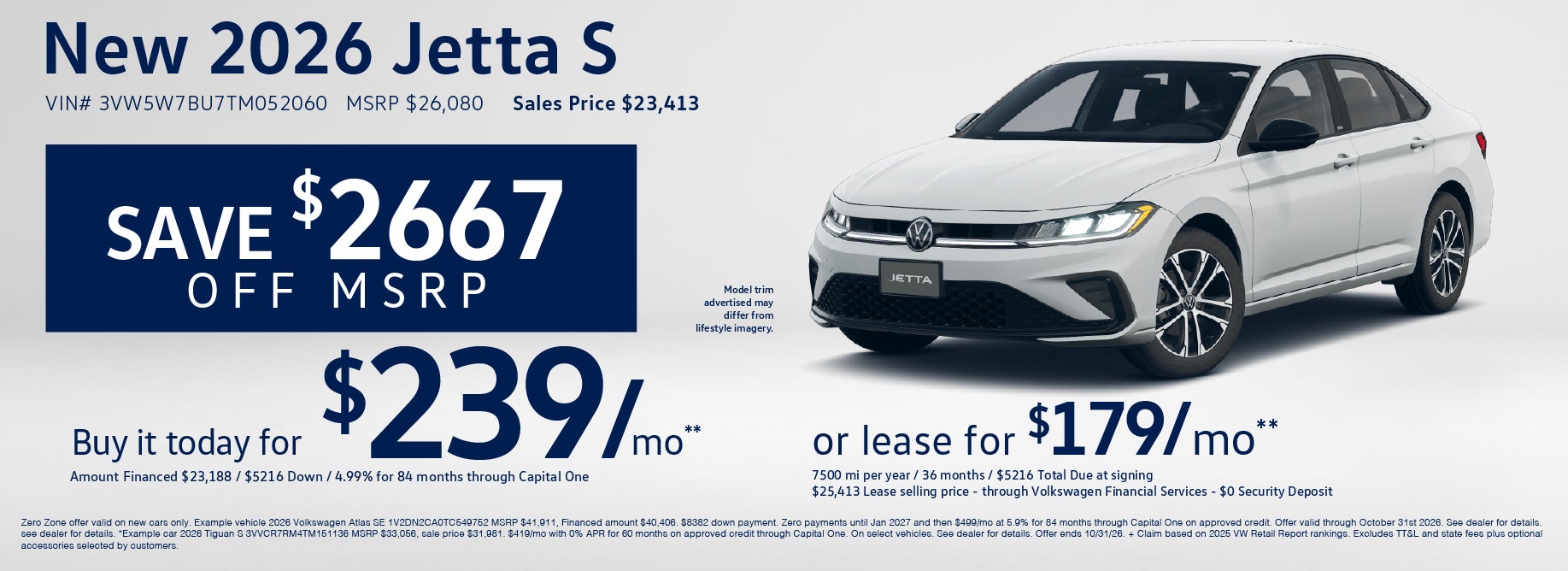 Lease a new Jetta S at VW Clear Lake from $179/mo
