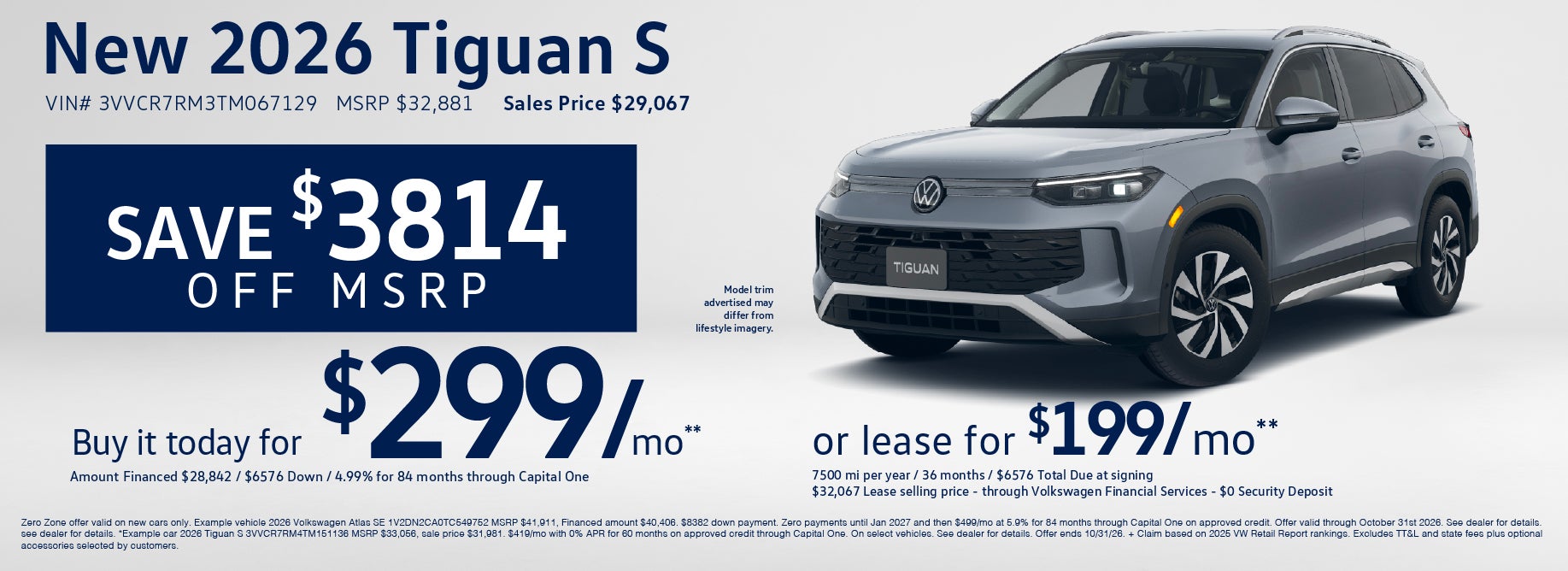 Lease a new Tiguan S at VW Clear Lake from $199/mo
